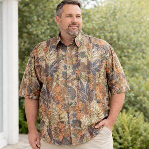 Tori Richard Mens 2XL Hawaiian Aloha Shirt Cotton Beige Floral Camp USA Made